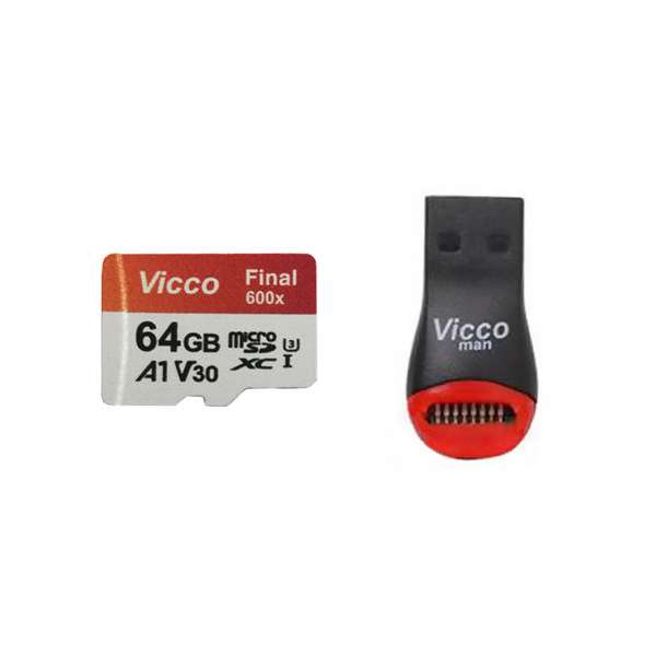 کارت حافظه microSDHC ویکو من مدل Extre600X کلاس 10 استاندارد UHS-I U3 سرعت 90MBps ظرفیت 64گیگابایت همراه با کارت خوان کارت حافظه microSDHC ویکو من مدل Extre600X کلاس 10 استاندارد UHS-I U3 سرعت 90MBps ظرفیت 64گیگابایت همراه با کارت خوان