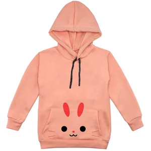 هودی دخترانه مدل خرگوش F06 رنگ گلبهی 