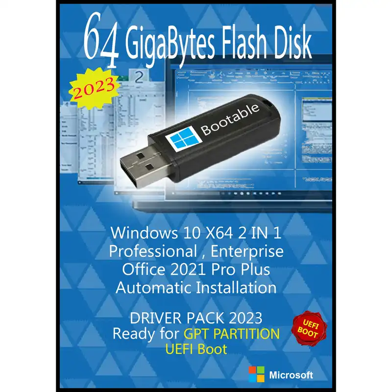 سیستم عامل Windows 10 Pro. Ent. X64 2023 UEFI - Office 2021 - Driver Pack نشر مایکروسافت