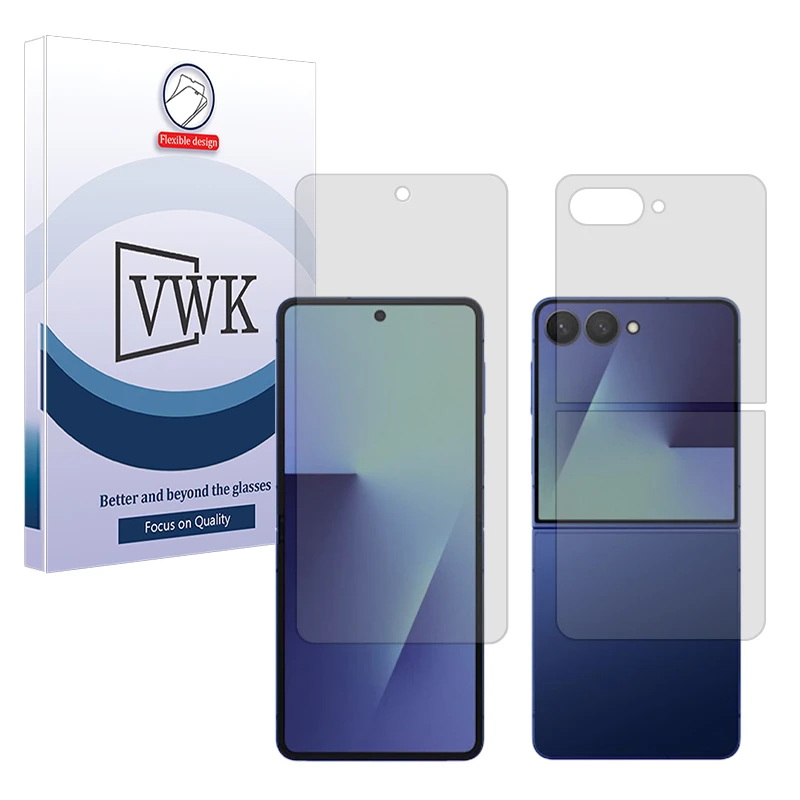 محافظ صفحه نمایش مات وی دبلیو کی مدل Tough مناسب برای گوشی موبایل سامسونگ Galaxy Z Flip7 به همراه محافظ پشت گوشی