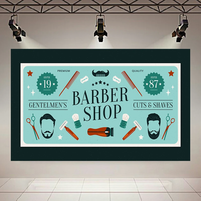 تابلو بوم طرح آرایشگاه مردانه مدل لوازم آرایشگری کد PD947