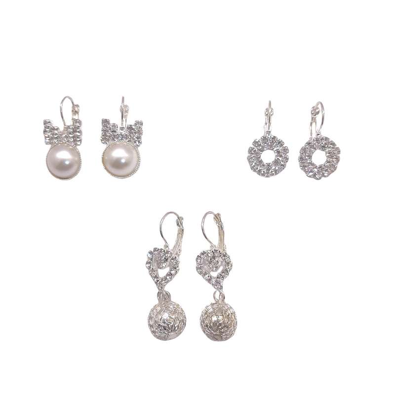 گوشواره دخترانه مدل SHN مجموعه 3 عددی