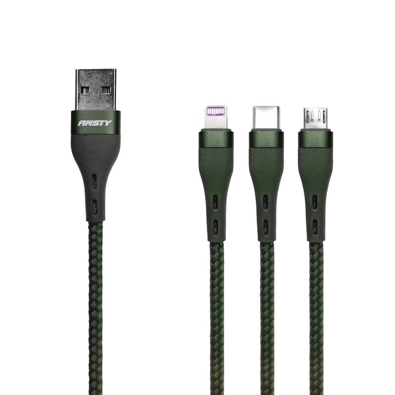 کابل تبدیل USB به usb-c / microusb / لایتنینگ آنستی مدل S-017 طول 1.2متر
