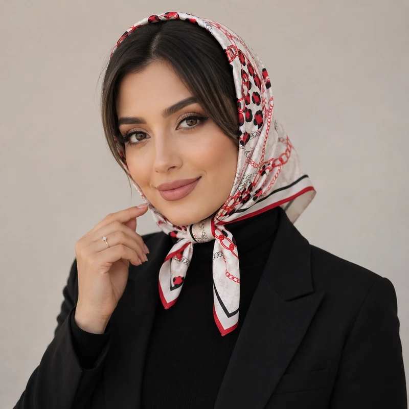 مینی اسکارف زنانه نخی مدل زنجیری E30