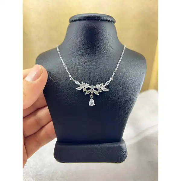 گردنبند نقره زنانه مدل مجلسی تمام سنگ کد 5451412