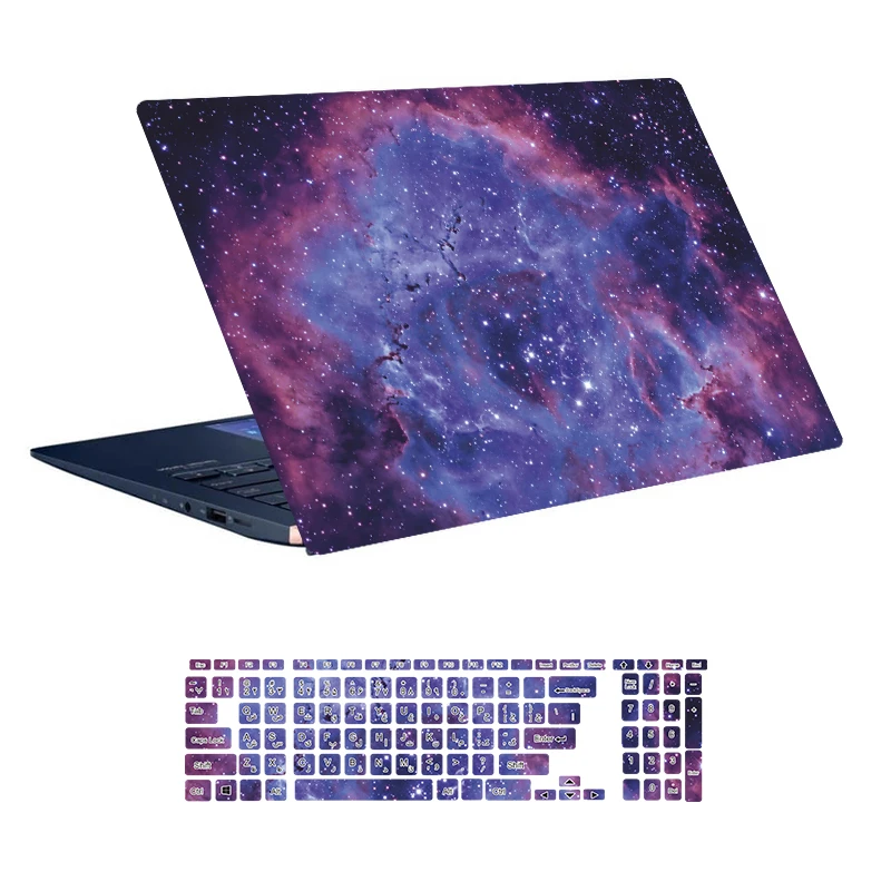 استیکر لپ تاپ توییجین و موییجین طرح Space کد 144 مناسب برای لپ تاپ 15.6 اینچ به همراه برچسب حروف فارسی کیبورد