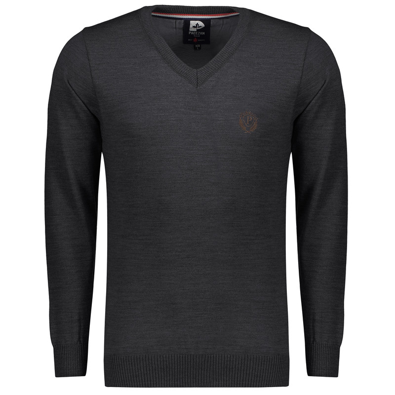 پلیور مردانه تریکو پاییزان مدل P700 ملانژ رنگ زغالی
