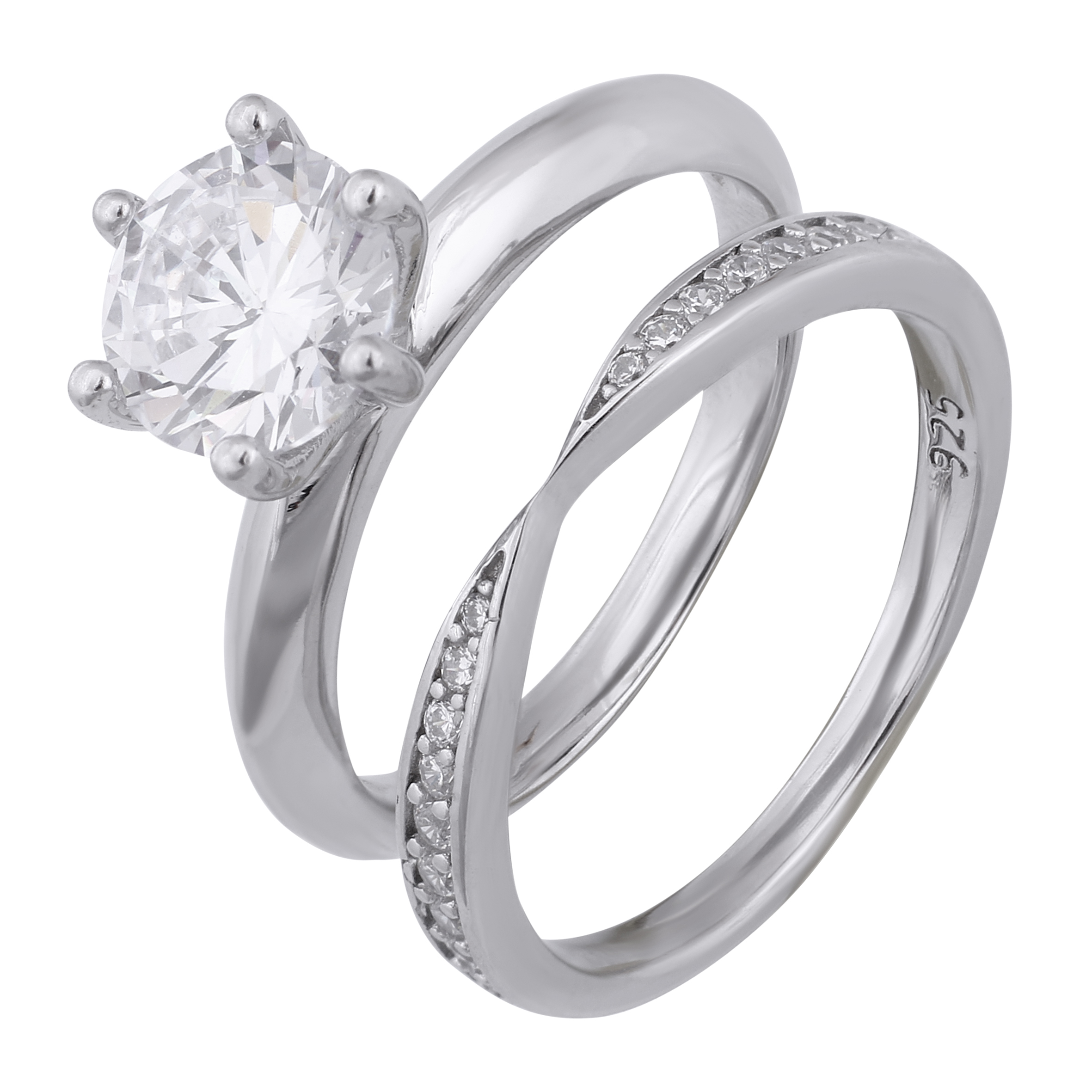 انگشتر نقره زنانه کد R3273 مجموعه دو عددی