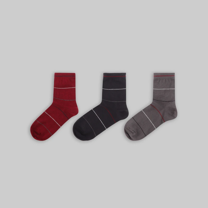 جوراب ساق بلند مردانه کانتکس طرح راه‌راه مدل 109501204013 بسته 3 عددی
