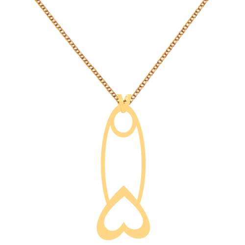 گردنبند طلا 18 عیار زنانه کرابو طرح قلب و سنجاق مدل Kr70644