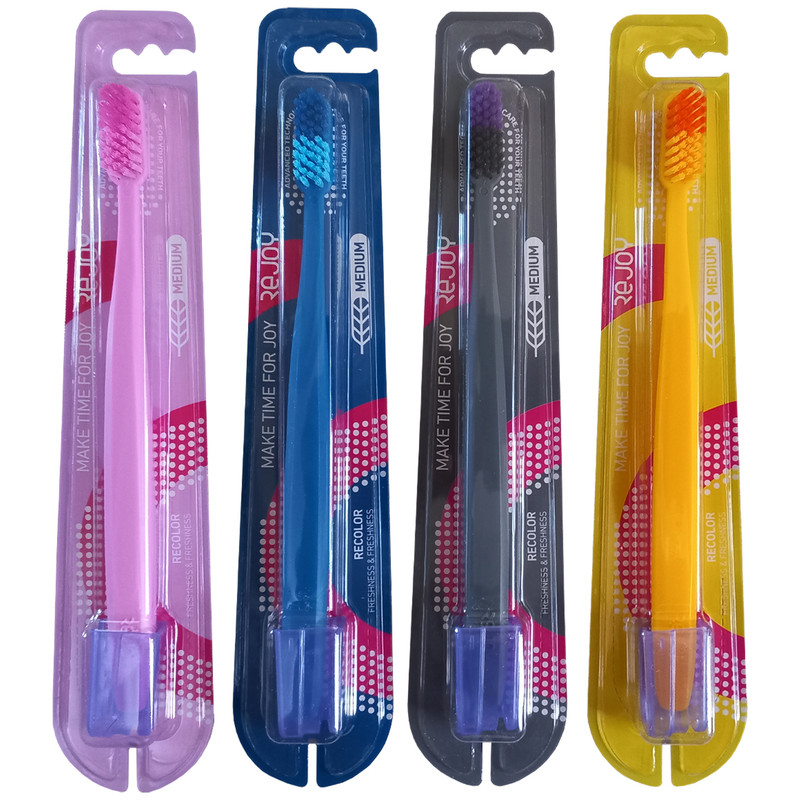 مسواک ریجوی مدل Recolor با برس متوسط مجموعه 4 عددی