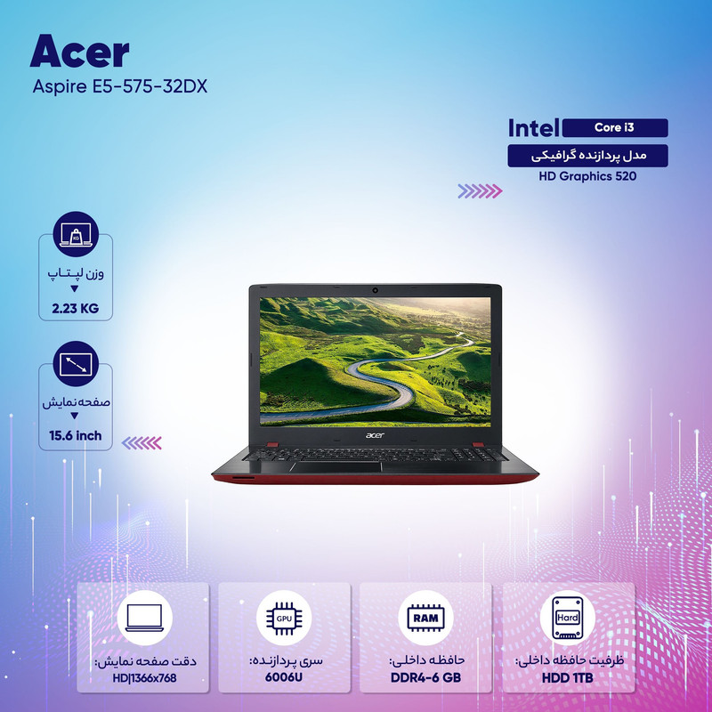 لپ تاپ 15 اینچی ایسر مدل Aspire E5-575-32DX