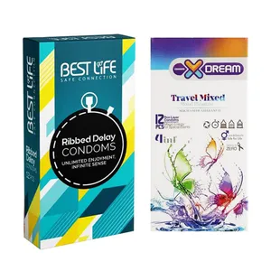 کاندوم بست لایف مدل Ribbed Delay بسته 12 عددی به همراه کاندوم ایکس دریم مدل Travel Mixed بسته 12 عددی