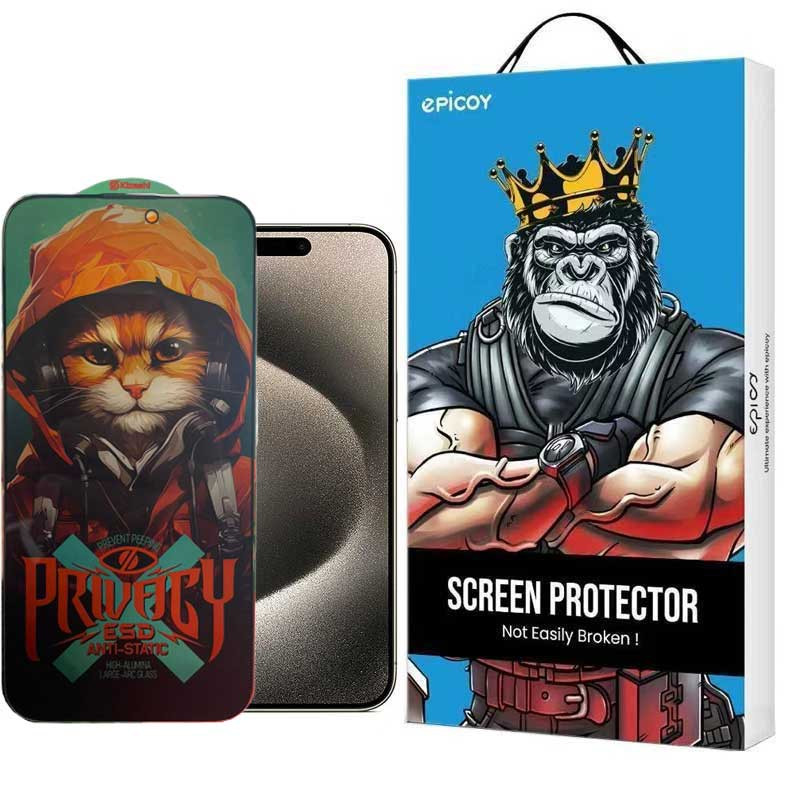 محافظ صفحه نمایش حریم شخصی اپیکوی مدل Privacy Hoodie Cat مناسب برای گوشی موبایل اپل iPhone 15 Pro Max