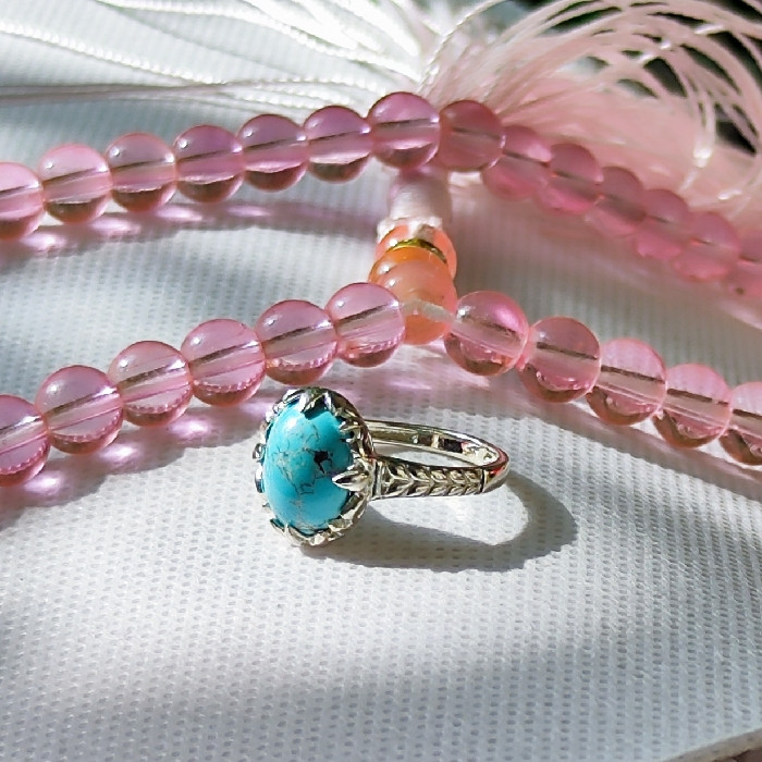 انگشتر نقره زنانه مدل فیروزه نیشابور کد 3300