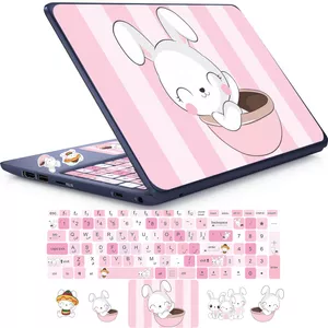 استیکر لپ تاپ راتیانا مدل pink bunny 2  مناسب برای لپ تاپ 15 تا 17 اینچ به همراه برچسب حروف فارسی کیبورد