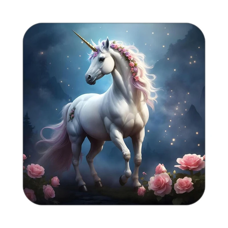 زیر لیوانی کاکتی طرح اسب تک شاخ و یونیکورن مدل mp31667