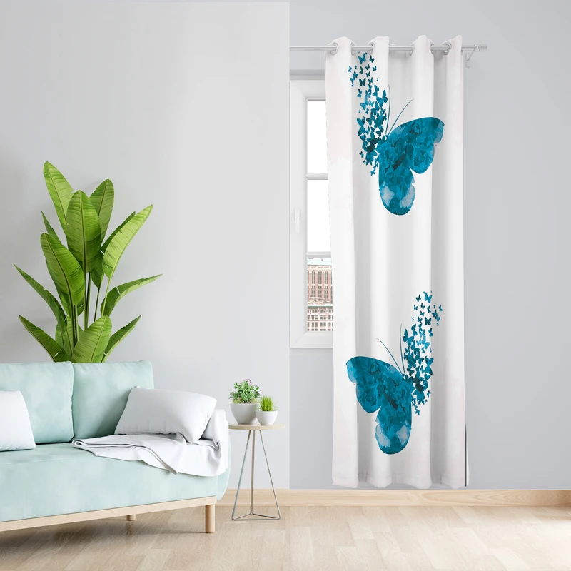 پرده طرح پروانه مدل مخمل پانچی کد L 1041R Z سایز 140x200 سانتی متر