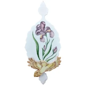 دیوارکوب سرامیکی مدل گل و مرغ برجسته طرح زنبق کد 3519054