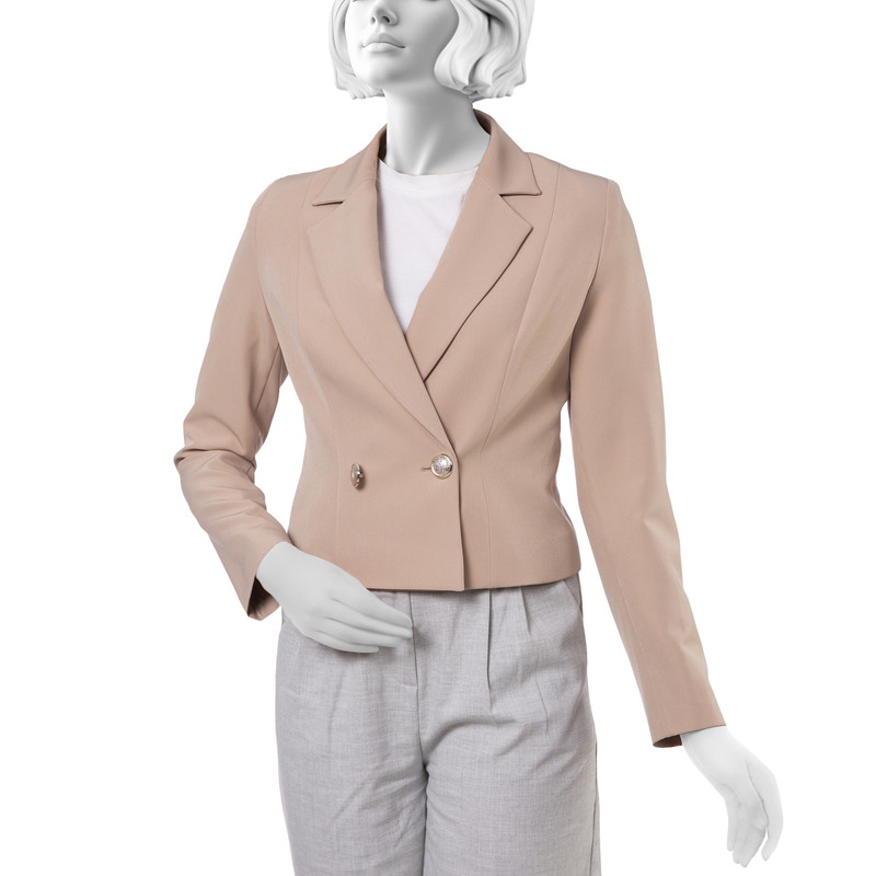 کراپ کت زنانه ریسانی مدل 5266 رنگ کرم