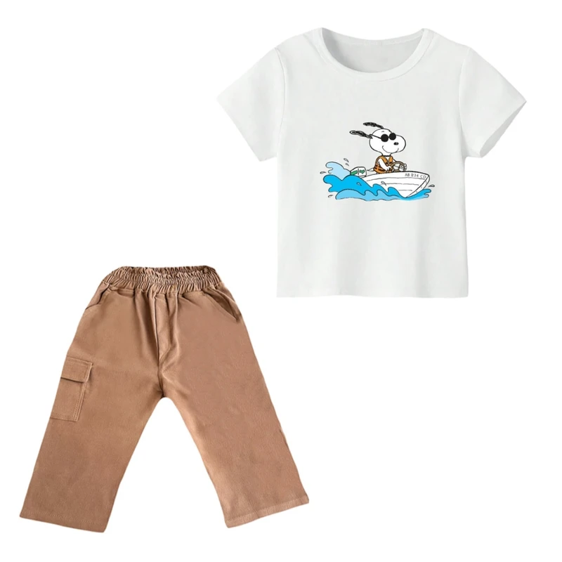 ست تی شرت و شلوارک پسرانه مدل اسنوپی کد ۶۲