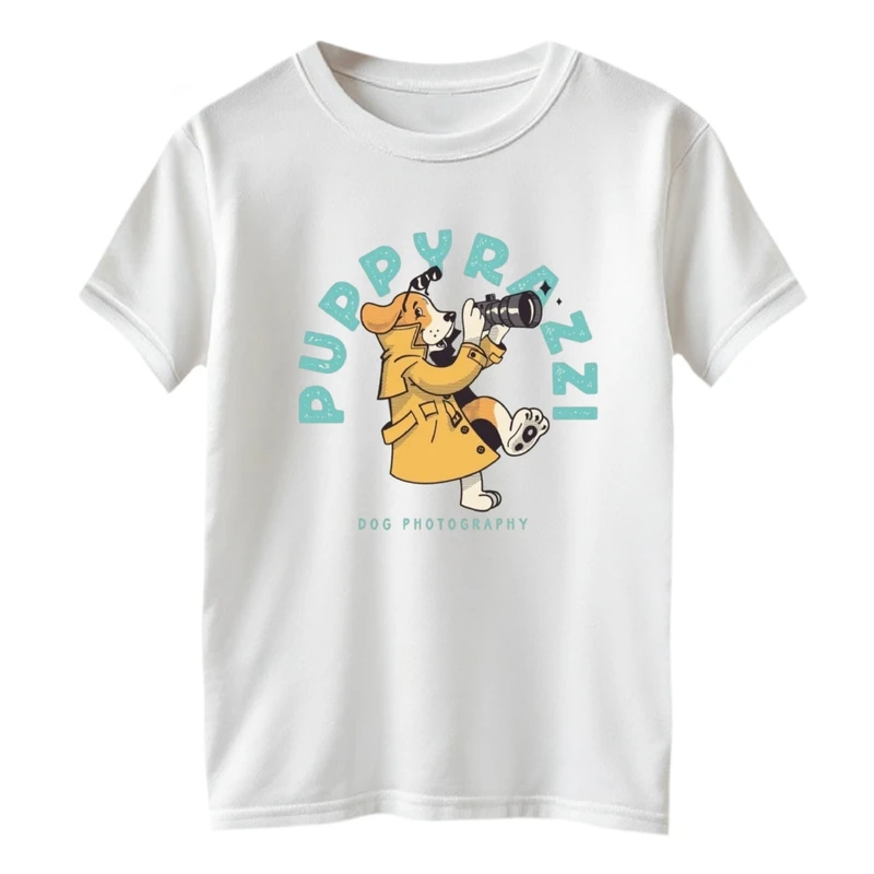 تی شرت آستین کوتاه بچگانه مدل سگ عکاس