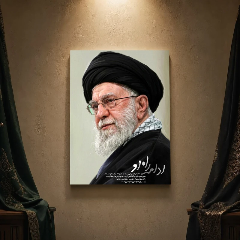 تابلو شاسی مدل مذهبی طرح رهبر شهید امام خامنه‌ای کد 102SM