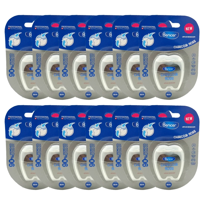 نخ دندان بنسر مدل ذغالی بسته 12 عددی