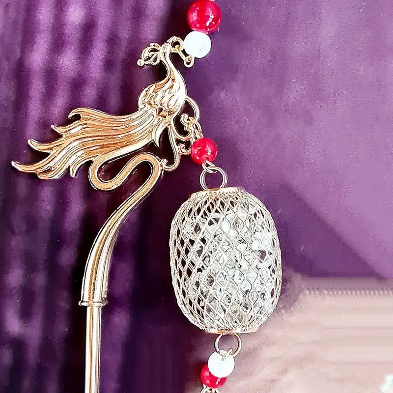 گیره مو زنانه مدل کانزاشی سیمرغ فانوس دار کد brg k4311