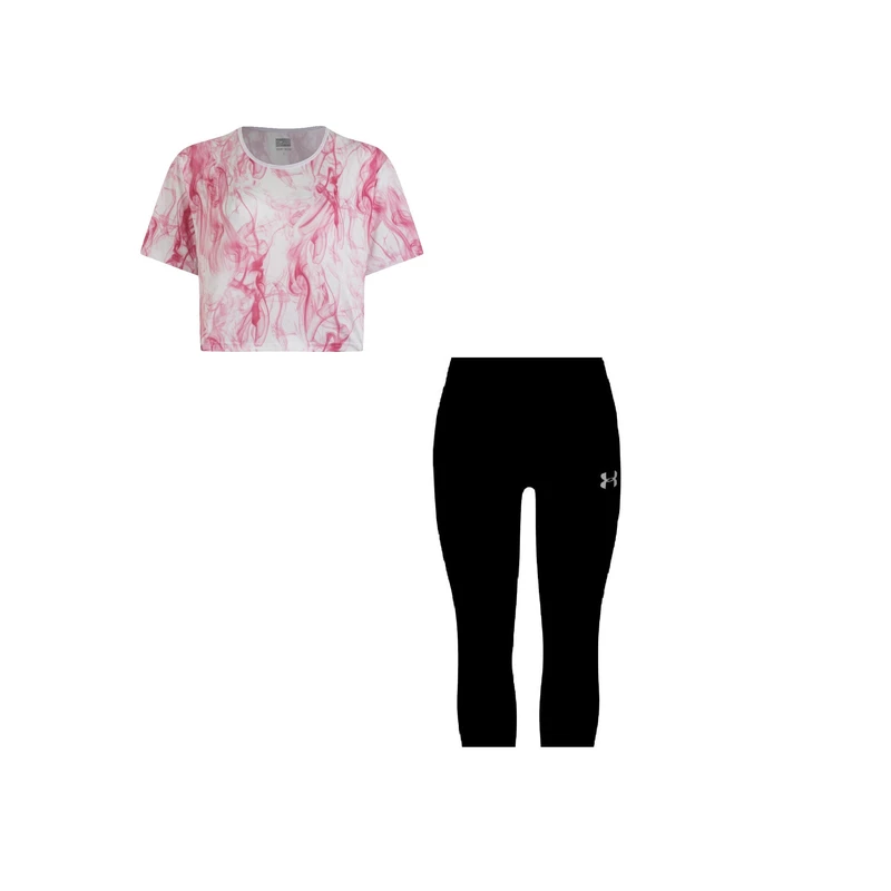 ست کراپ تی شرت و شلوارک ورزشی زنانه مدل 56-3101