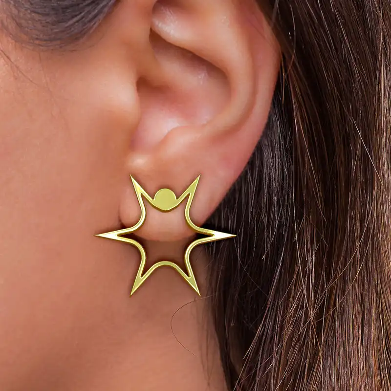 گوشواره طلا 18 عیار زنانه مدوپد مدل ستاره کد GA1-15528