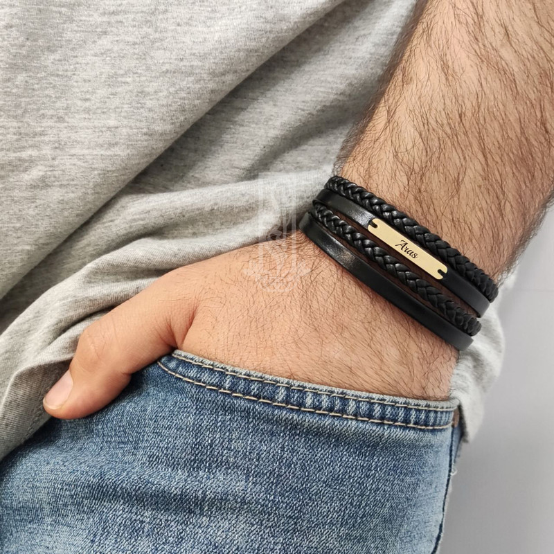 دستبند طلا 18 عیار مردانه لیردا مدل اسم ارس 30304