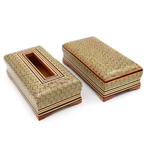 ست جعبه کارد و چنگال و جعبه دستمال کاغذی خاتم کاری کد 3