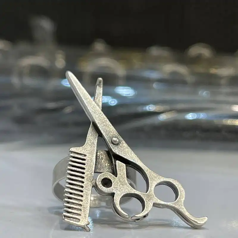 انگشتر مدل قیچی و شانه کد barber2