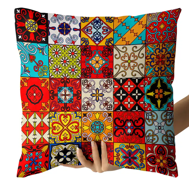 کاور کوسن مدل چهل تیکه دورو طرح دار کد 9840