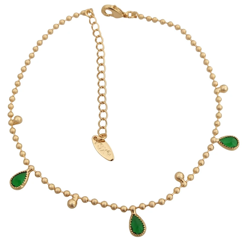 پابند زنانه وای اس ایکس مدل  آویز اشکی زمردی