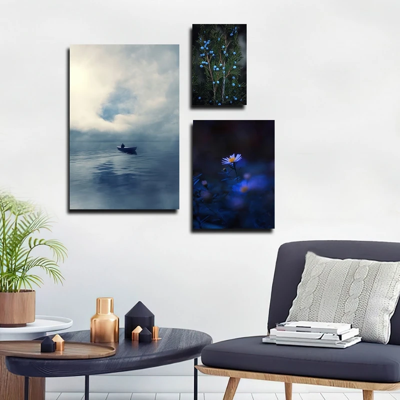 تابلو شاسی بکلیت طرح دریا و گل مدل SH-2426 مجموعه 3 عددی