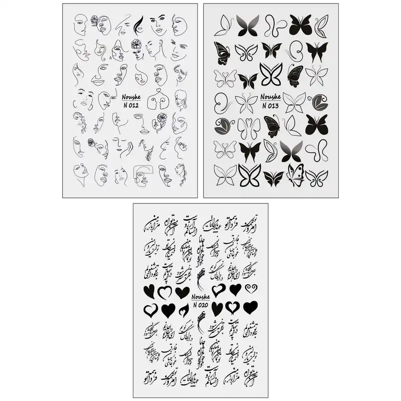 برچسب لنز ناخن کد N012-N013-N020 مجموعه 3 عددی