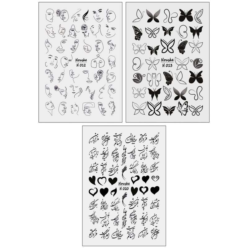 برچسب لنز ناخن کد N012-N013-N020 مجموعه 3 عددی