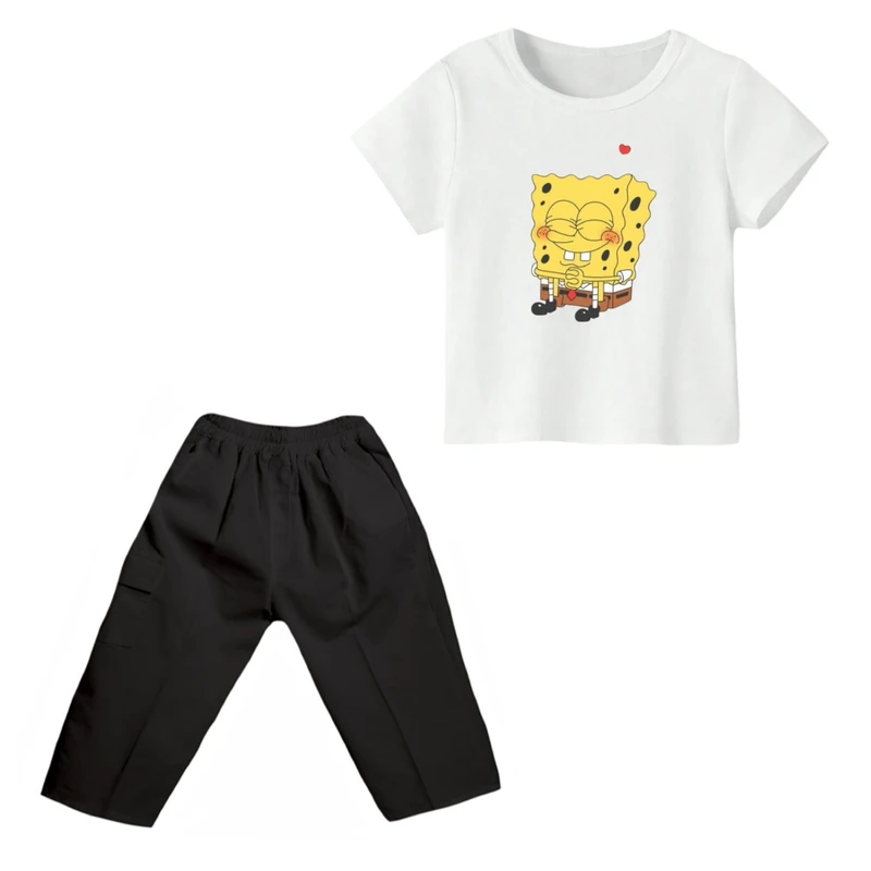 ست تی شرت و شلوارک پسرانه مدل باب اسفنجی کد ۱۰