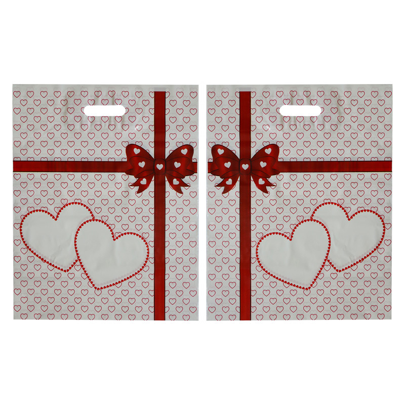 کیسه خرید مدل دسته دار ضخیم کادوئی دو قلب بسته پنج عددی