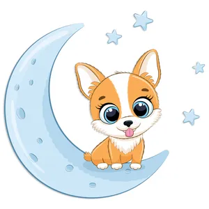 استیکر چوبی کودک جیک جیک مدل ماه و روباه کد T39