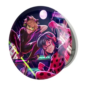 آینه جیبی خندالو طرح پسر گربه ای و دختر کفشدوزکی مدل تاشو کد 25012 