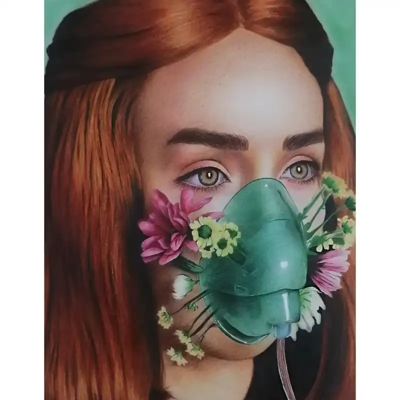 نقاشی مداد رنگی طرح ماسک