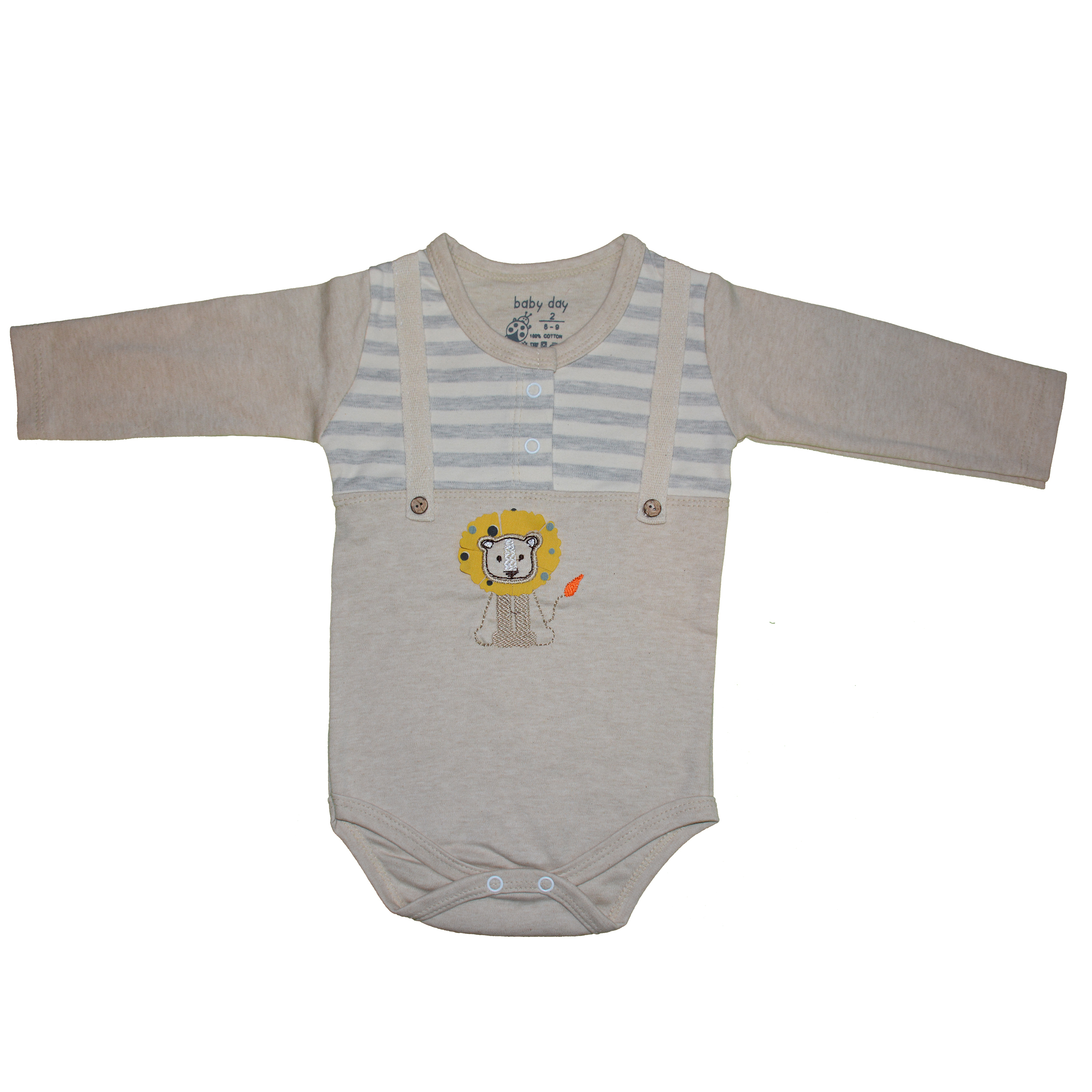 بادی آستین بلند نوزادی بیبی دی طرح شیر