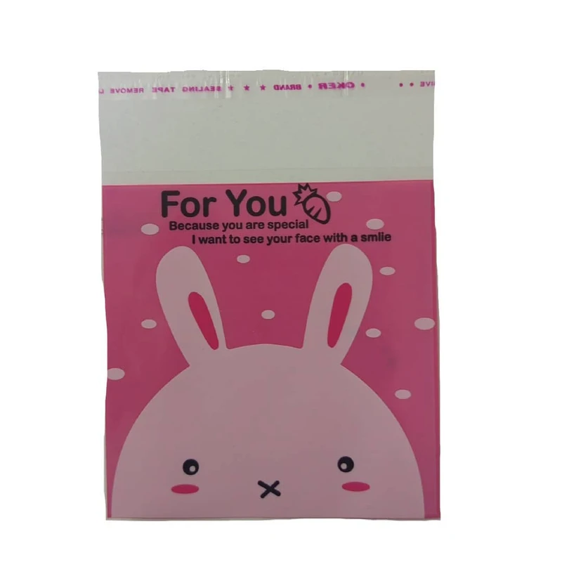 سلفون بسته بندی مدل لبه چسبدار طرح خرگوش تپل 10 × 10 بسته 30 عددی