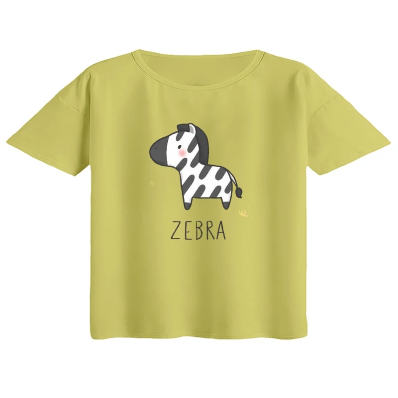 کراپ تی‌شرت آستین کوتاه زنانه مدل گورخر کد۴