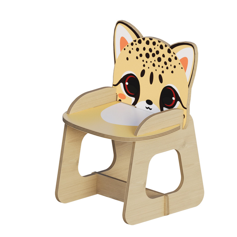 ست میز و صندلی کودک مدل باغ وحش چوبی طرح یوزپلنگ
