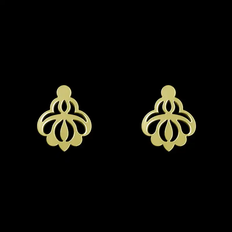 گوشواره طلا 18 عیار زنانه مدوپد مدل هندسی کد GA1-15218