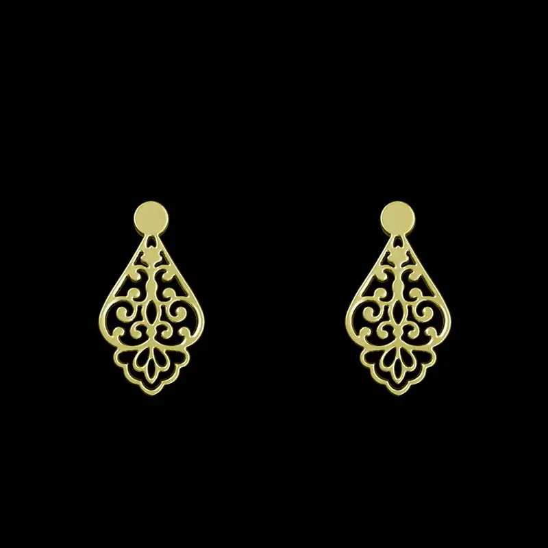 گوشواره طلا 18 عیار زنانه مدوپد مدل اسلیمی کد GA1-15303